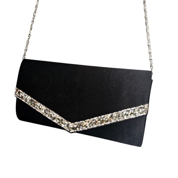 Satin Evening Party Clutch/Crossbody Rhinestones Embellished bag. Events. Party - Picture 1 of 12